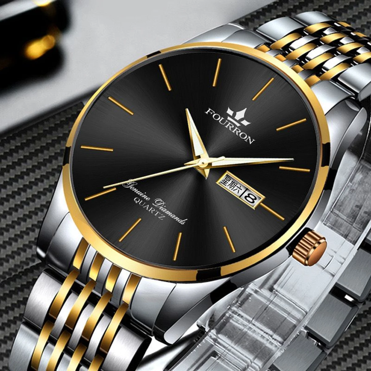 FNMIX5 নতুন ডিজাইনের পুরুষদের জন্য ঘড়ি SILVER GOLDEN BLACK