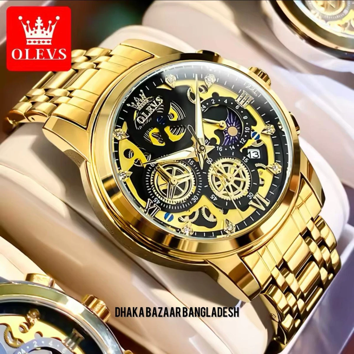 3352 OliveZ নতুন ডিজাইনের পুরুষদের জন্য ঘড়ি FULL GOLDEN BLACK