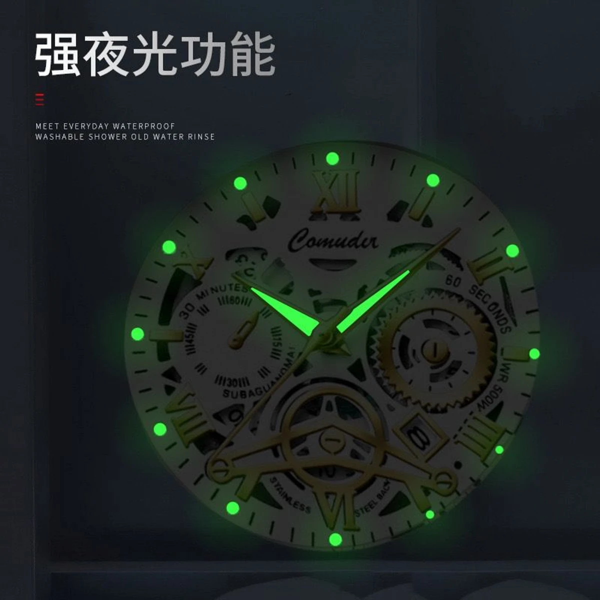 UNI44 পুরুষের জন্য নন মেকানিক্যাল ওয়াটার প্রুফ ঘড়ি BLACK