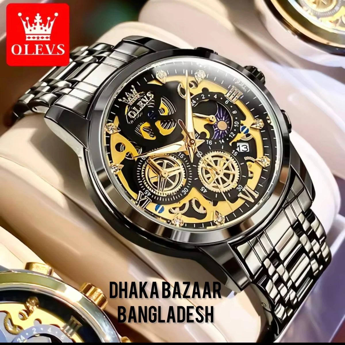 3352 OliveZ নতুন ডিজাইনের পুরুষদের জন্য ঘড়ি BLACK