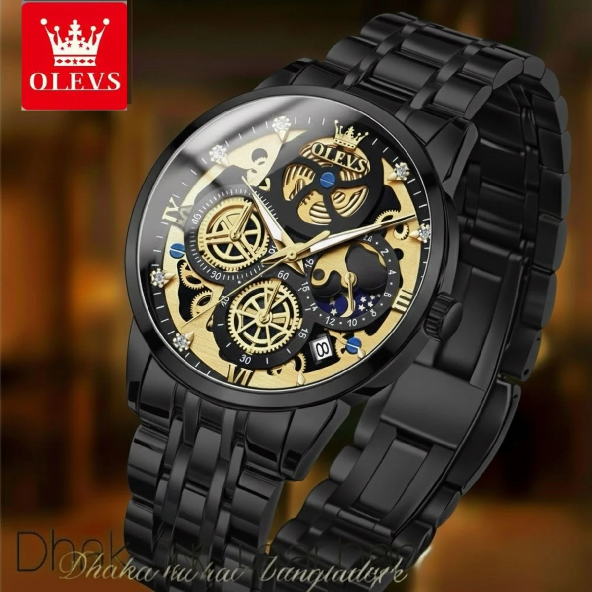 3352 OliveZ নতুন ডিজাইনের পুরুষদের জন্য ঘড়ি BLACK