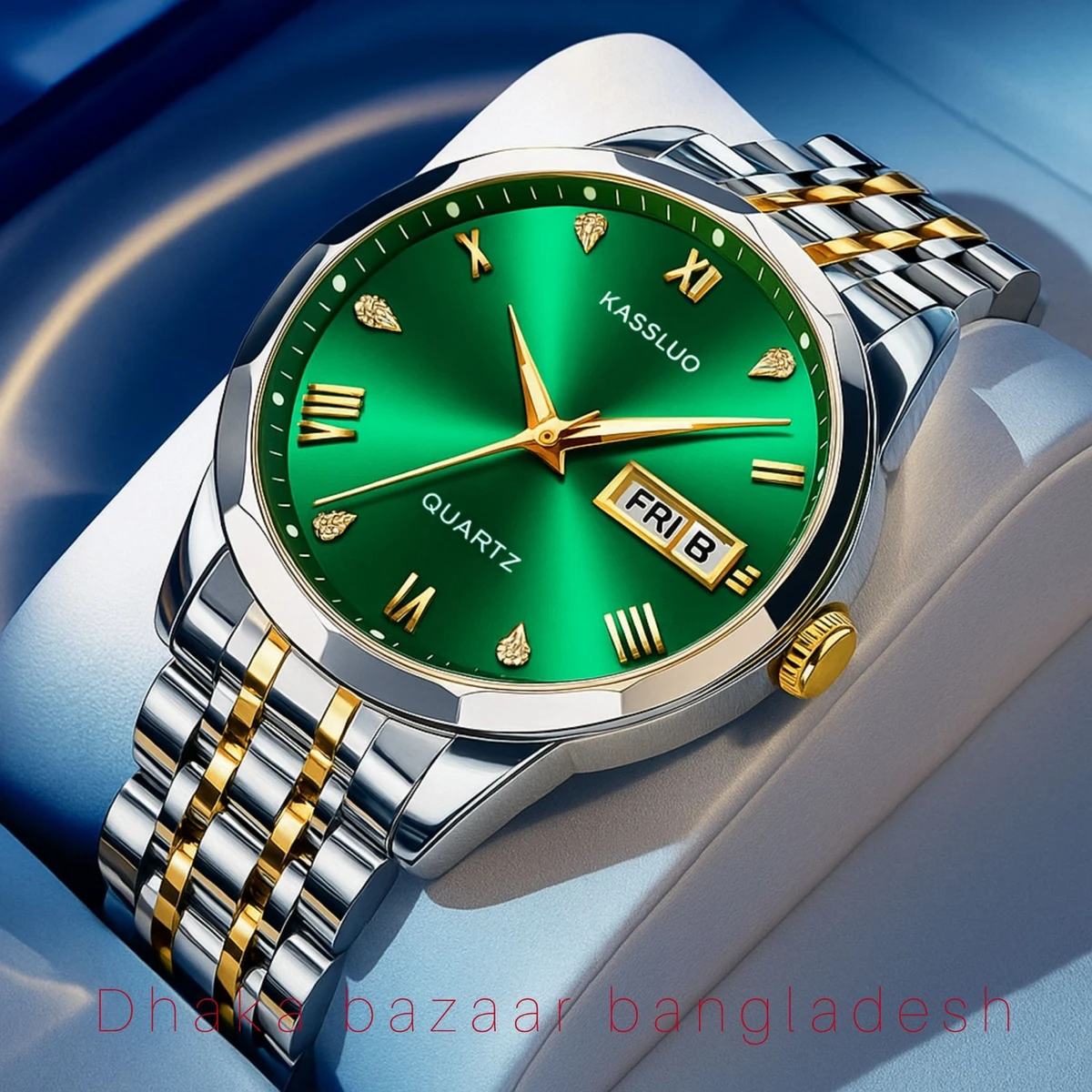 KAS MAN নতুন ডিজাইনের পুরুষদের জন্য ঘড়ি SILVER GOLDEN WHITH GREEN