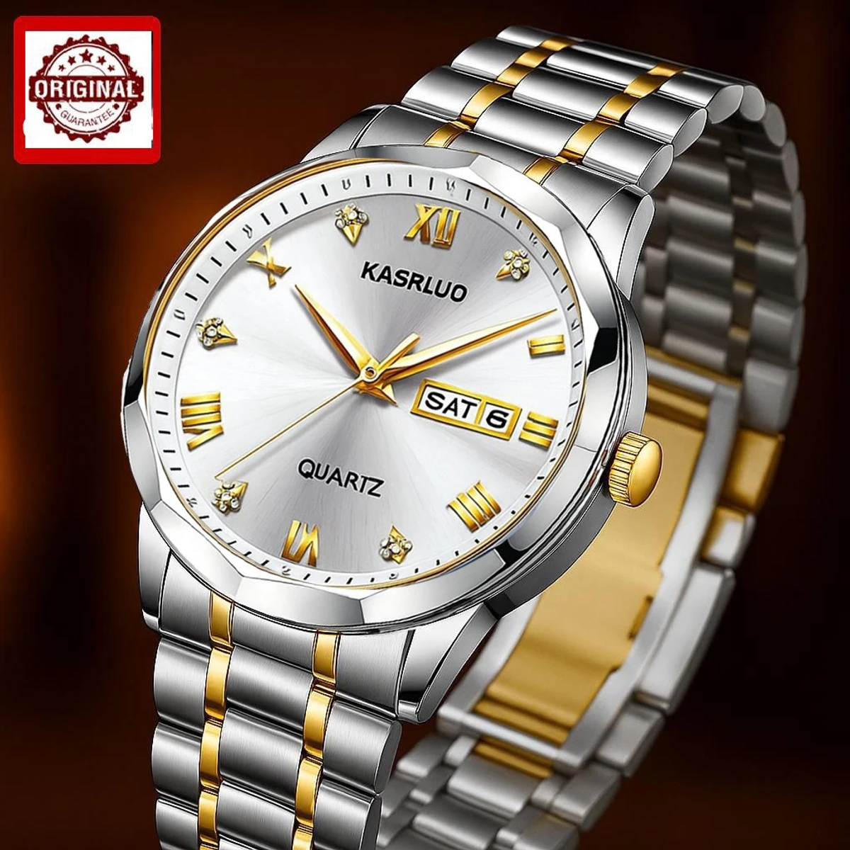 KAS MAN নতুন ডিজাইনের পুরুষদের জন্য ঘড়ি SILVER GOLDEN WHITE