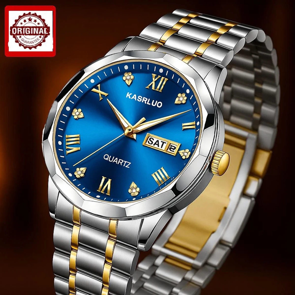 KAS MAN নতুন ডিজাইনের পুরুষদের জন্য ঘড়ি SILVER GOLDEN BLUE