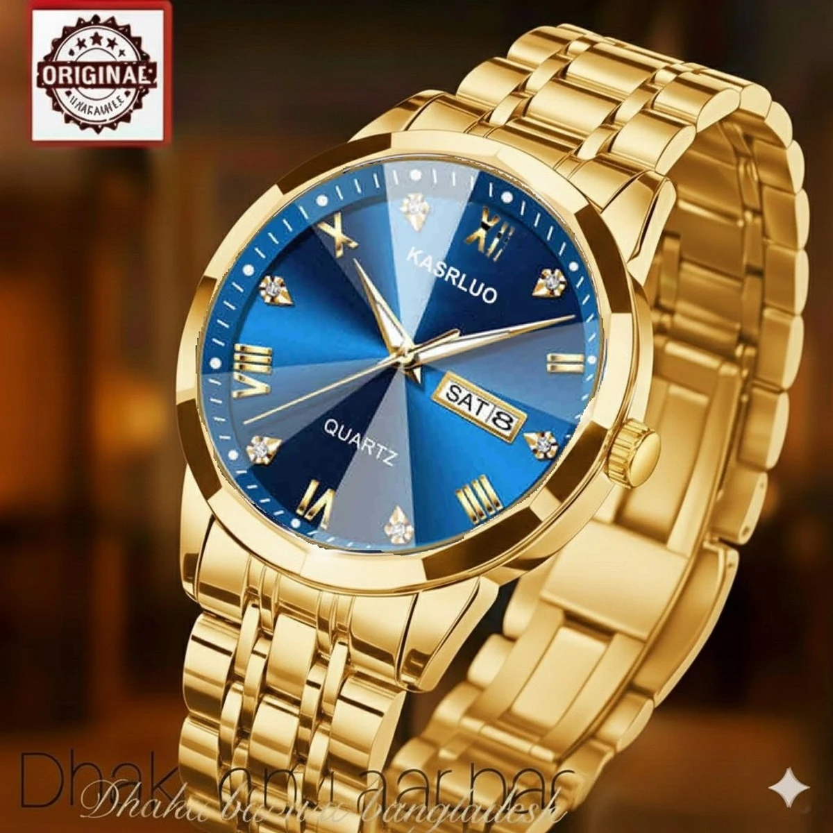 KAS MAN নতুন ডিজাইনের পুরুষদের জন্য ঘড়ি GOLDEN BLUE