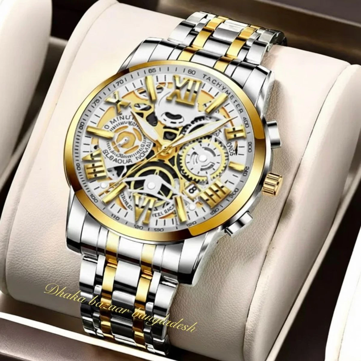 UNI44 পুরুষের জন্য নন মেকানিক্যাল ওয়াটার প্রুফ ঘড়ি SILVER GOLDEN WHITE