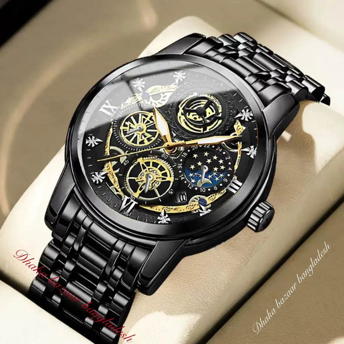 UNI44 পুরুষের জন্য নন মেকানিক্যাল ওয়াটার প্রুফ ঘড়ি BLACK