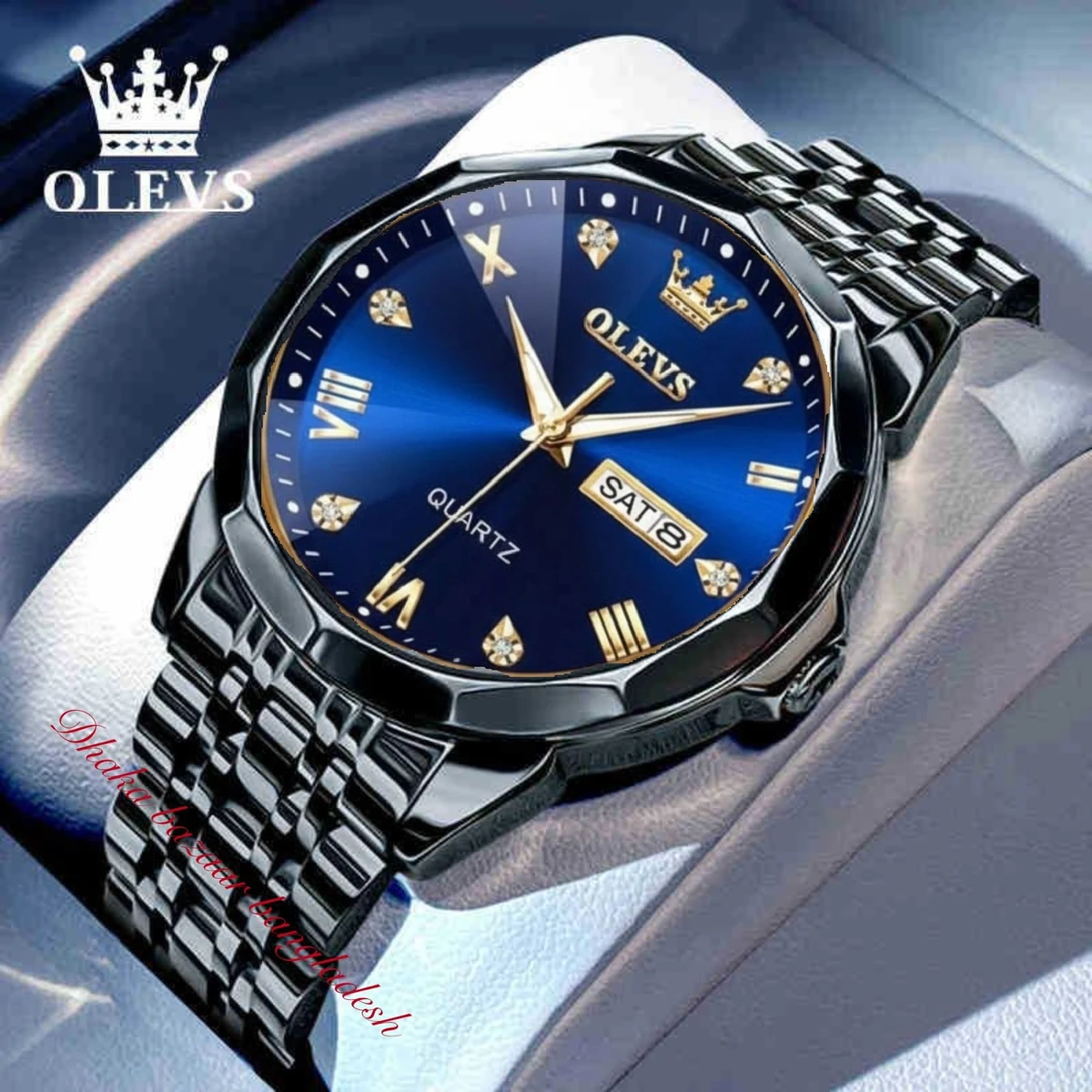 OLIVESZ নতুন ডিজাইনের পুরুষদের জন্য ঘড়ি BLACK BLUE