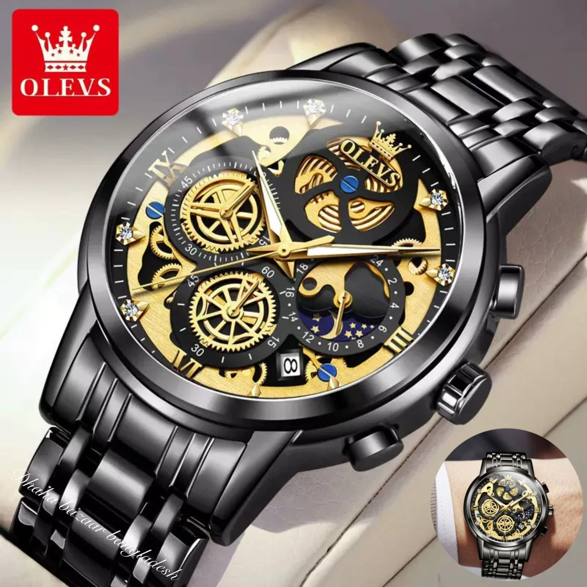 3352 OliveZ নতুন ডিজাইনের পুরুষদের জন্য ঘড়ি BLACK