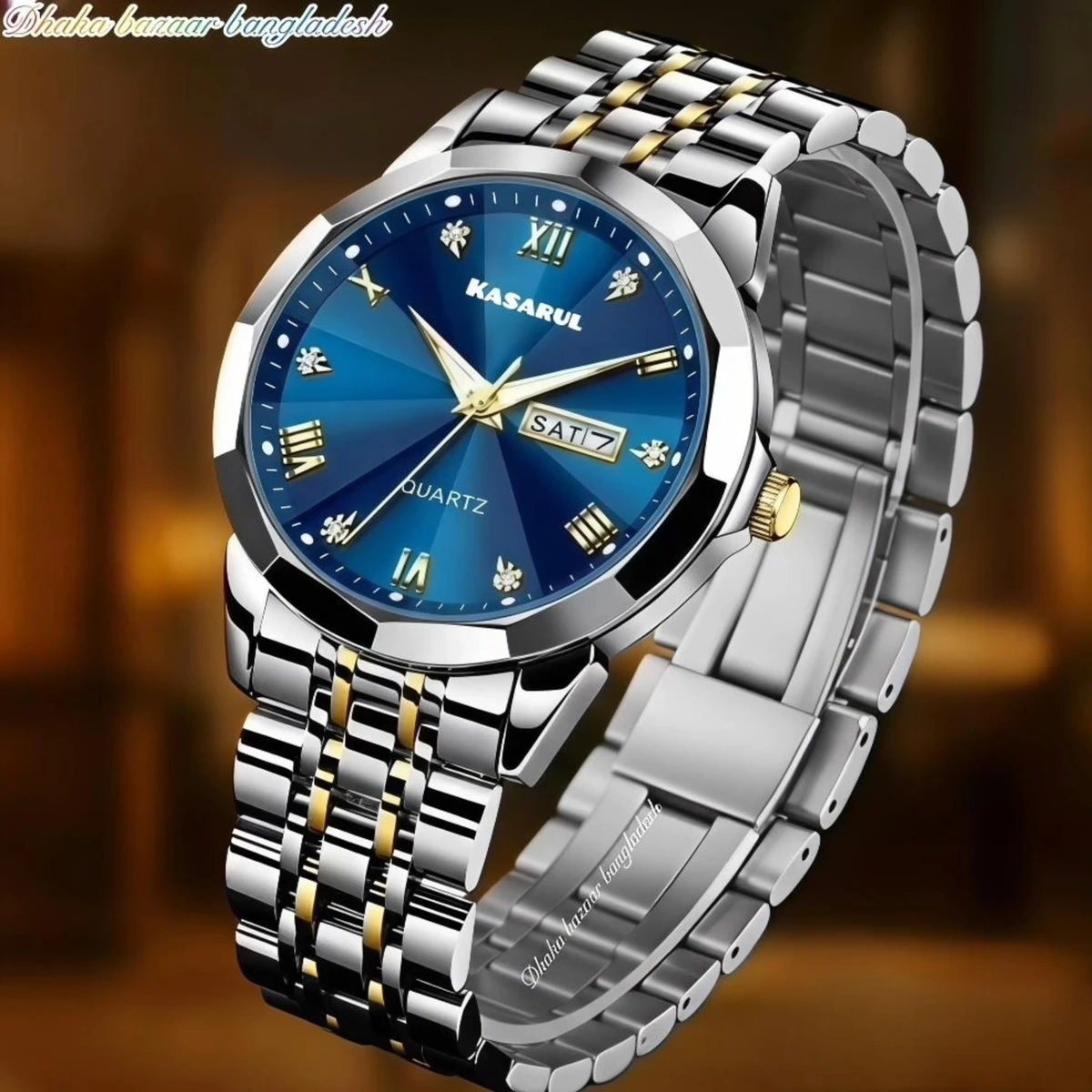 KASARUL PLUS নতুন ডিজাইনের পুরুষদের জন্য ঘড়ি SILVER GOLDEN GOLDEN