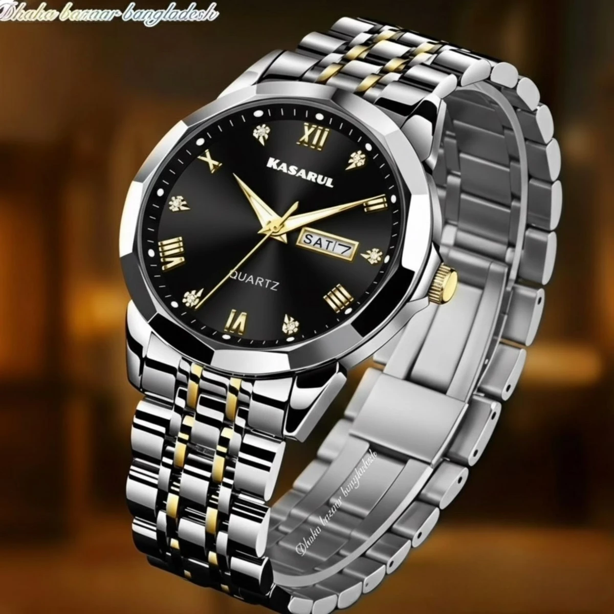 KASARUL PLUS নতুন ডিজাইনের পুরুষদের জন্য ঘড়ি SILVER GOLDEN BLACK