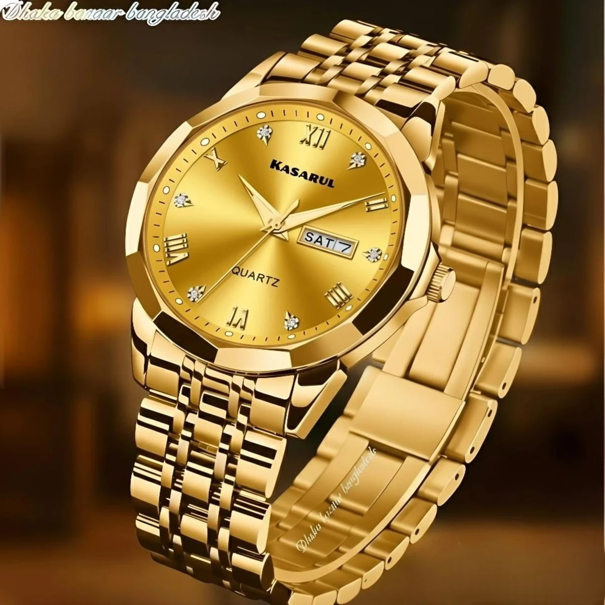 KASARUL PLUS নতুন ডিজাইনের পুরুষদের জন্য ঘড়ি GOLDEN
