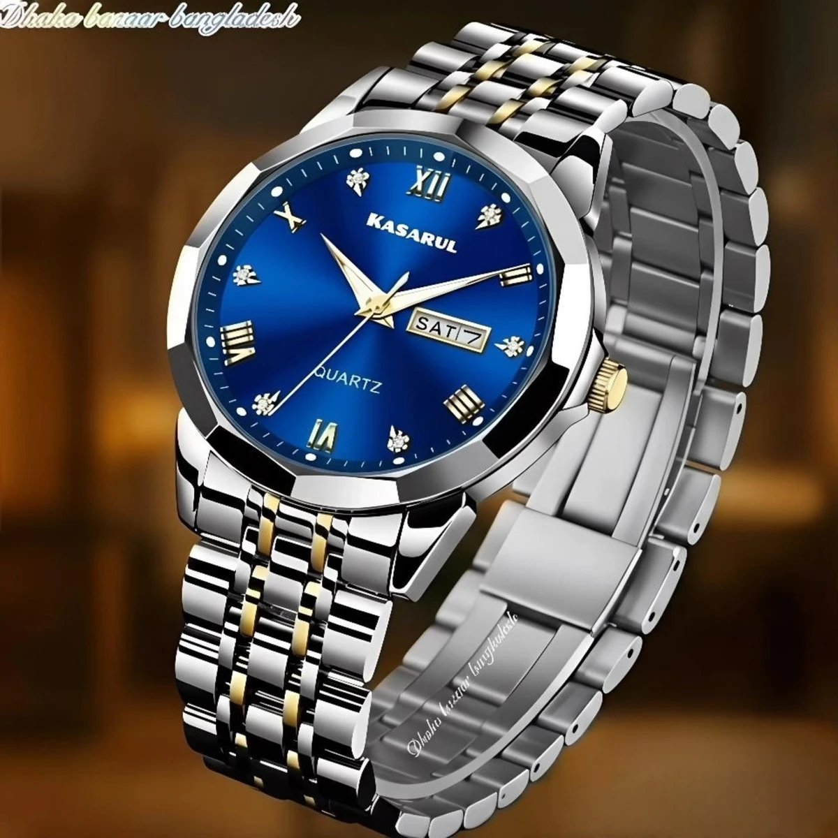 KASARUL PLUS নতুন ডিজাইনের পুরুষদের জন্য ঘড়ি SILVER GOLDEN BLUE
