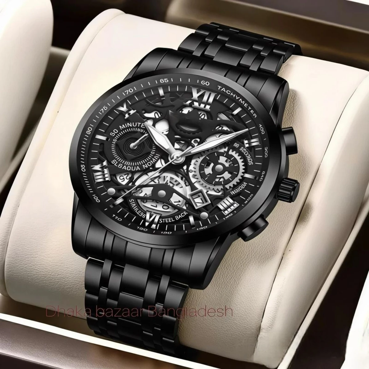 UNI44 পুরুষের জন্য নন মেকানিক্যাল ওয়াটার প্রুফ ঘড়ি BLACK2
