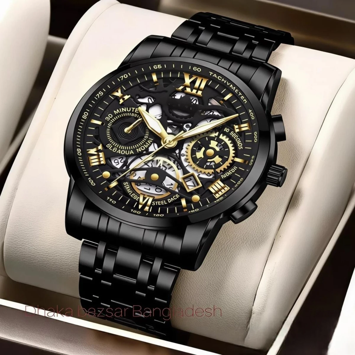 UNI44 পুরুষের জন্য নন মেকানিক্যাল ওয়াটার প্রুফ ঘড়ি NEW BLACK NEW2