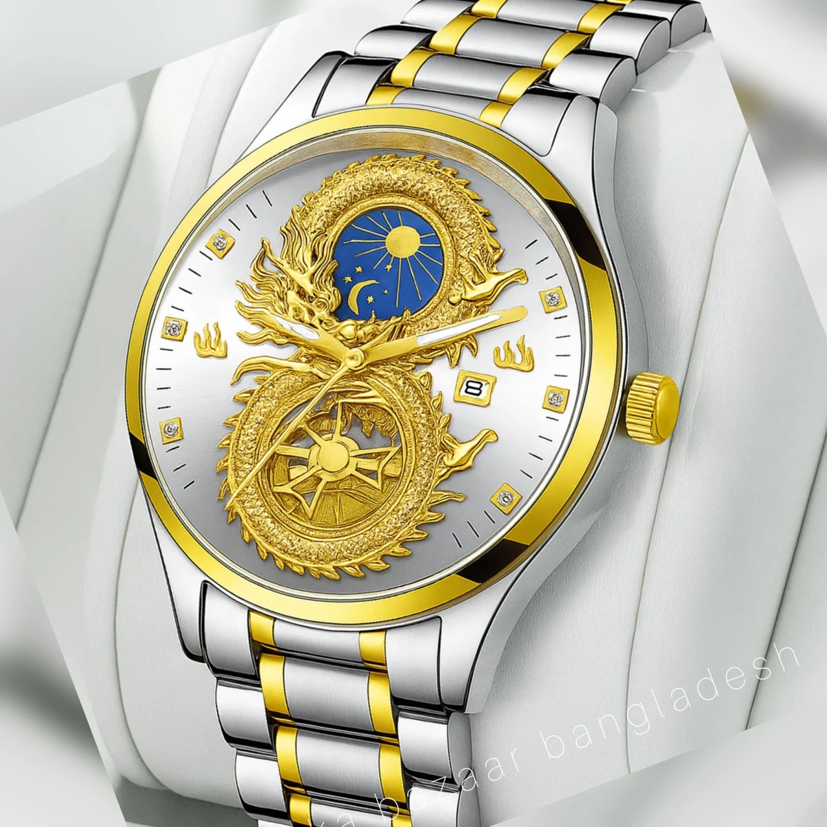 BIN S999 নন কর্ণগ্রাফ নতুন ডিজাইনের পুরুষদের জন্য ঘড়ি SILVER GOLDEN WHITE