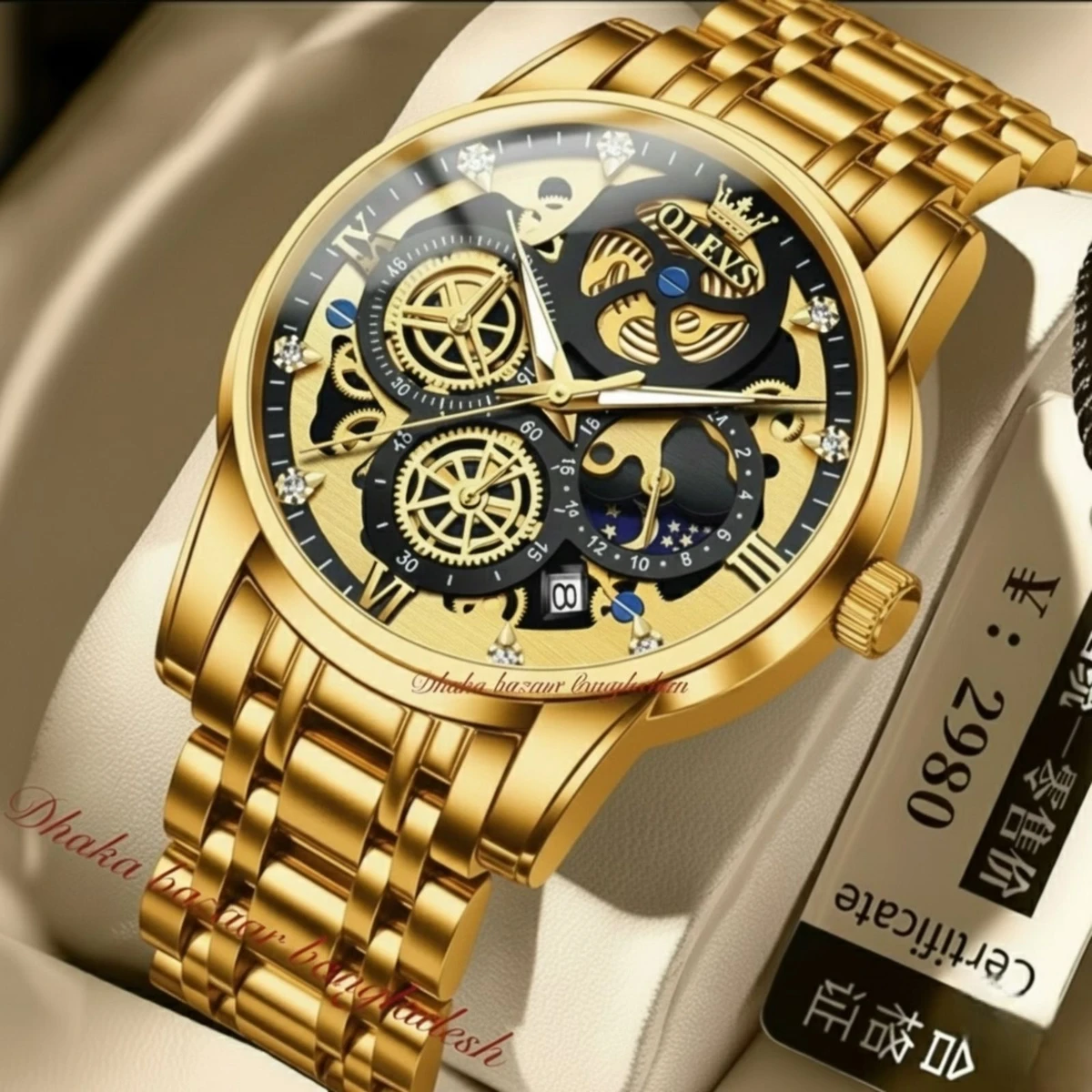 3352 OliveZ নতুন ডিজাইনের পুরুষদের জন্য ঘড়ি FULL GOLDEN BLACK