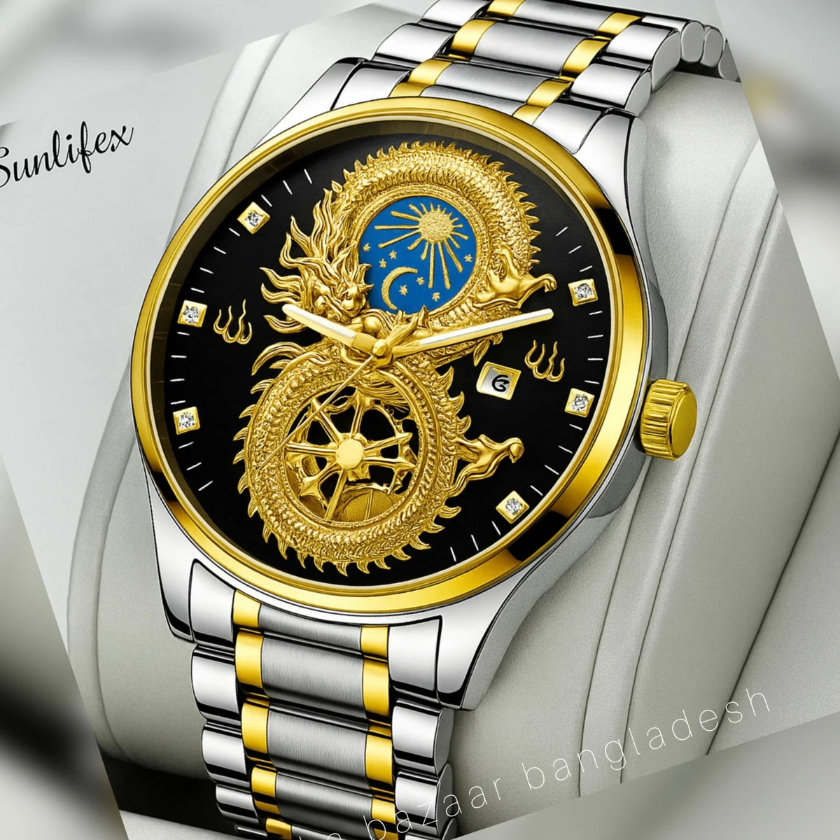 BIN S999 নন কর্ণগ্রাফ নতুন ডিজাইনের পুরুষদের জন্য ঘড়ি SILVER GOLDEN BLACK