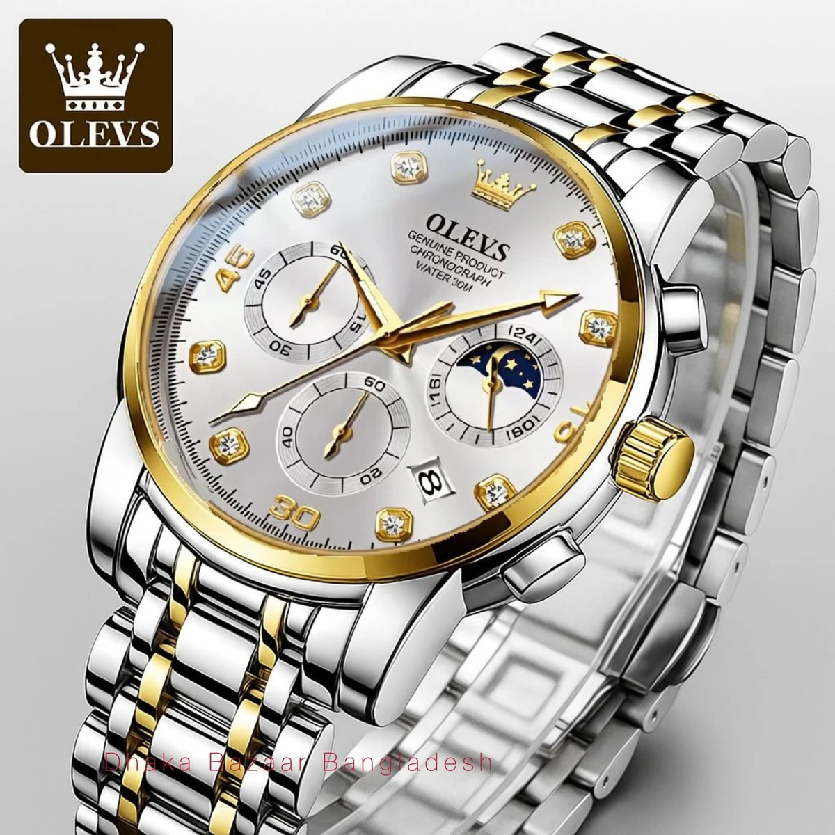 Olivesz 2879 পুরুষের জন্য নন মেকানিক্যাল ঘড়ি SILVER BLUE WHITE