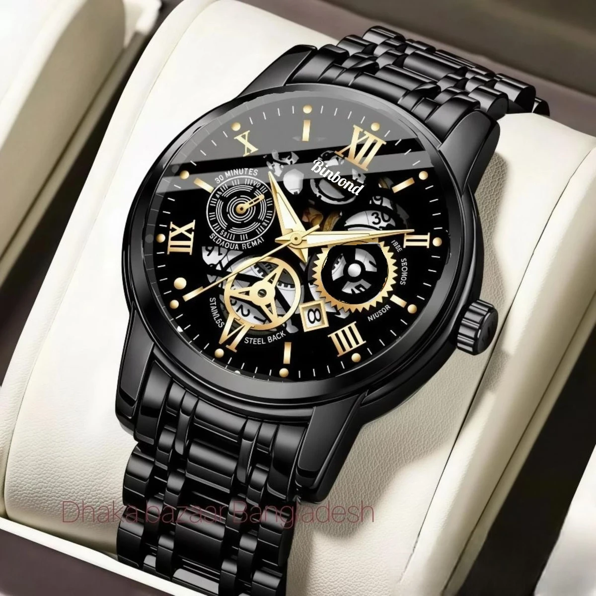 BINBOND 2200 পুরুষের জন্য নন মেকানিক্যাল ওয়াটার প্রুফ ঘড়ি  BLACK NEW