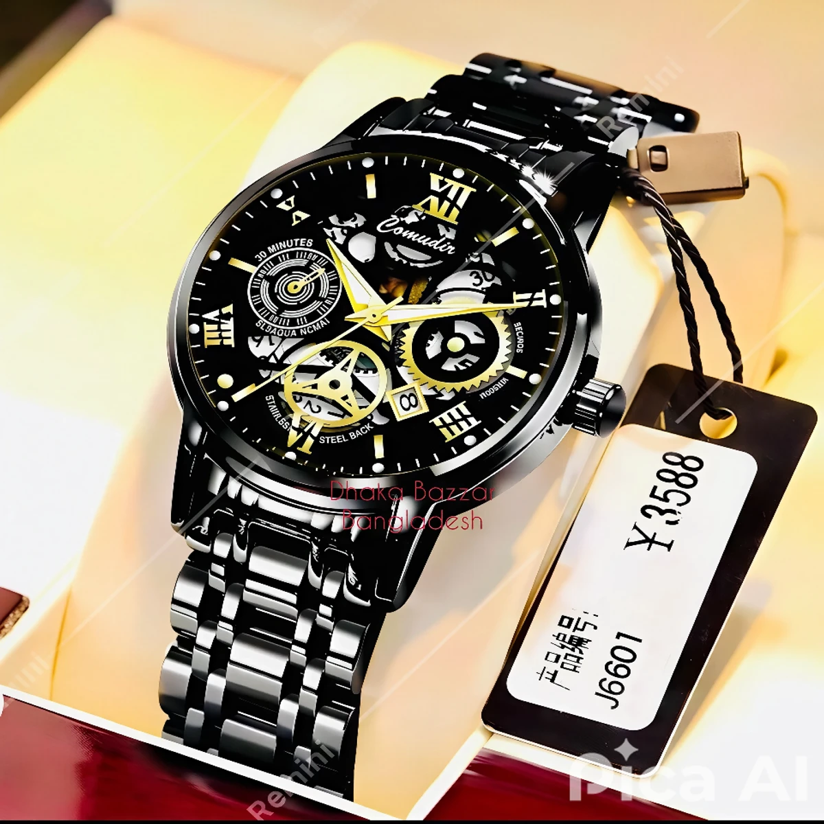 BINBOND 2200 পুরুষের জন্য নন মেকানিক্যাল ওয়াটার প্রুফ ঘড়ি  BLACK NEW