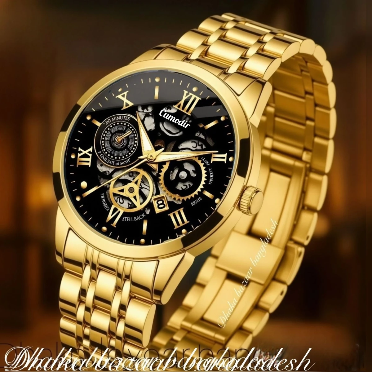 BINBOND 2200 পুরুষের জন্য নন মেকানিক্যাল ওয়াটার প্রুফ ঘড়ি  GOLDEN BLACK