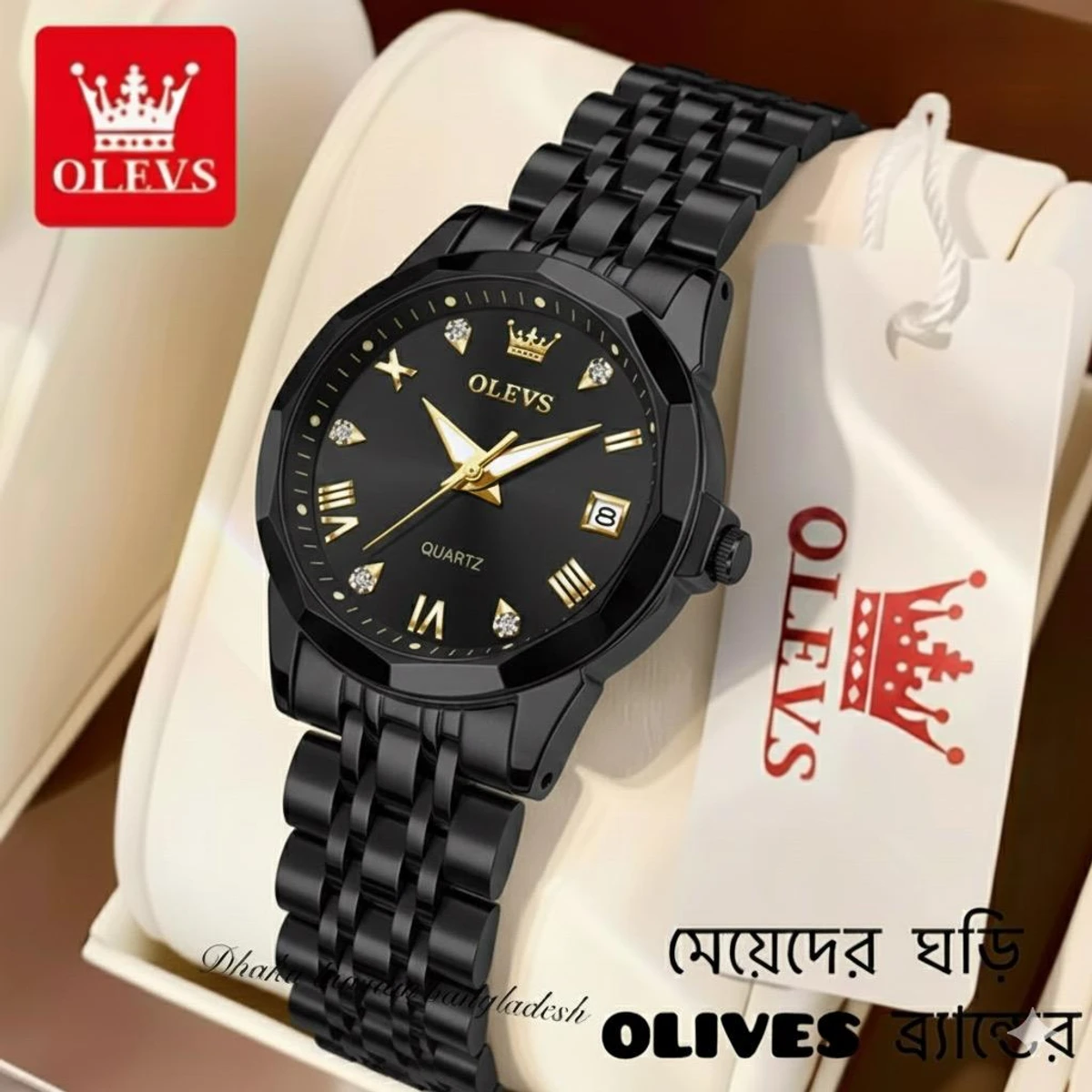 WOMAN OLIVES 81999 নতুন ডিজাইনের মেয়েদের জন্য ঘড়ি BLACK