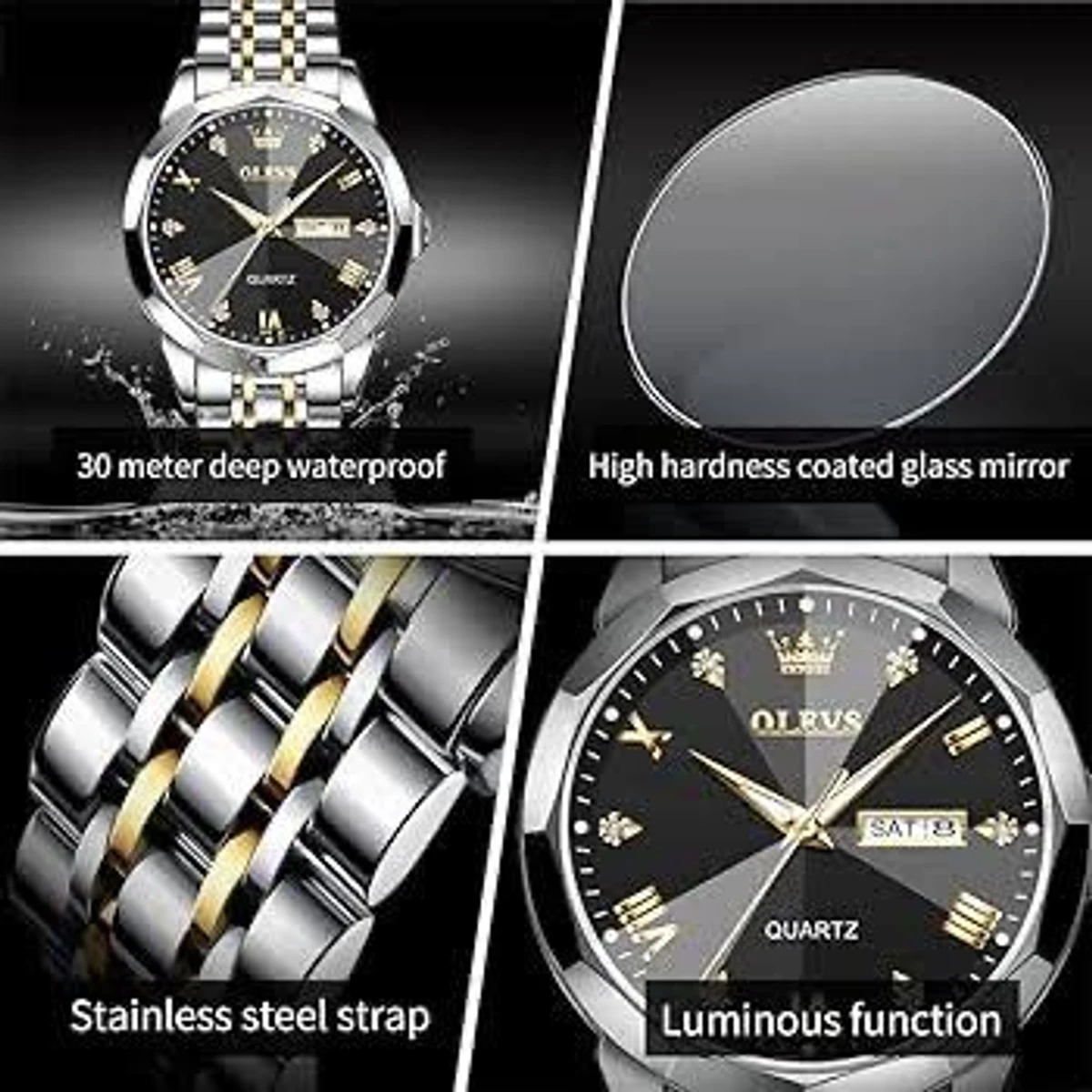 Couple OliveZ নতুন ডিজাইনের পুরুষদের জন্য ঘড়ি SILVER GOLDEN BLACK