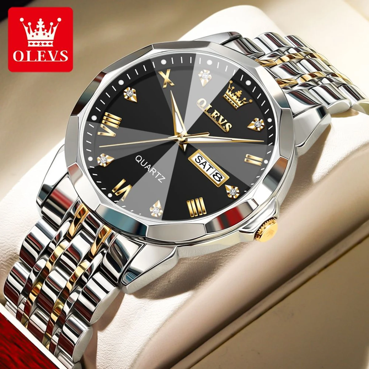 Couple OliveZ নতুন ডিজাইনের পুরুষদের জন্য ঘড়ি SILVER GOLDEN BLACK