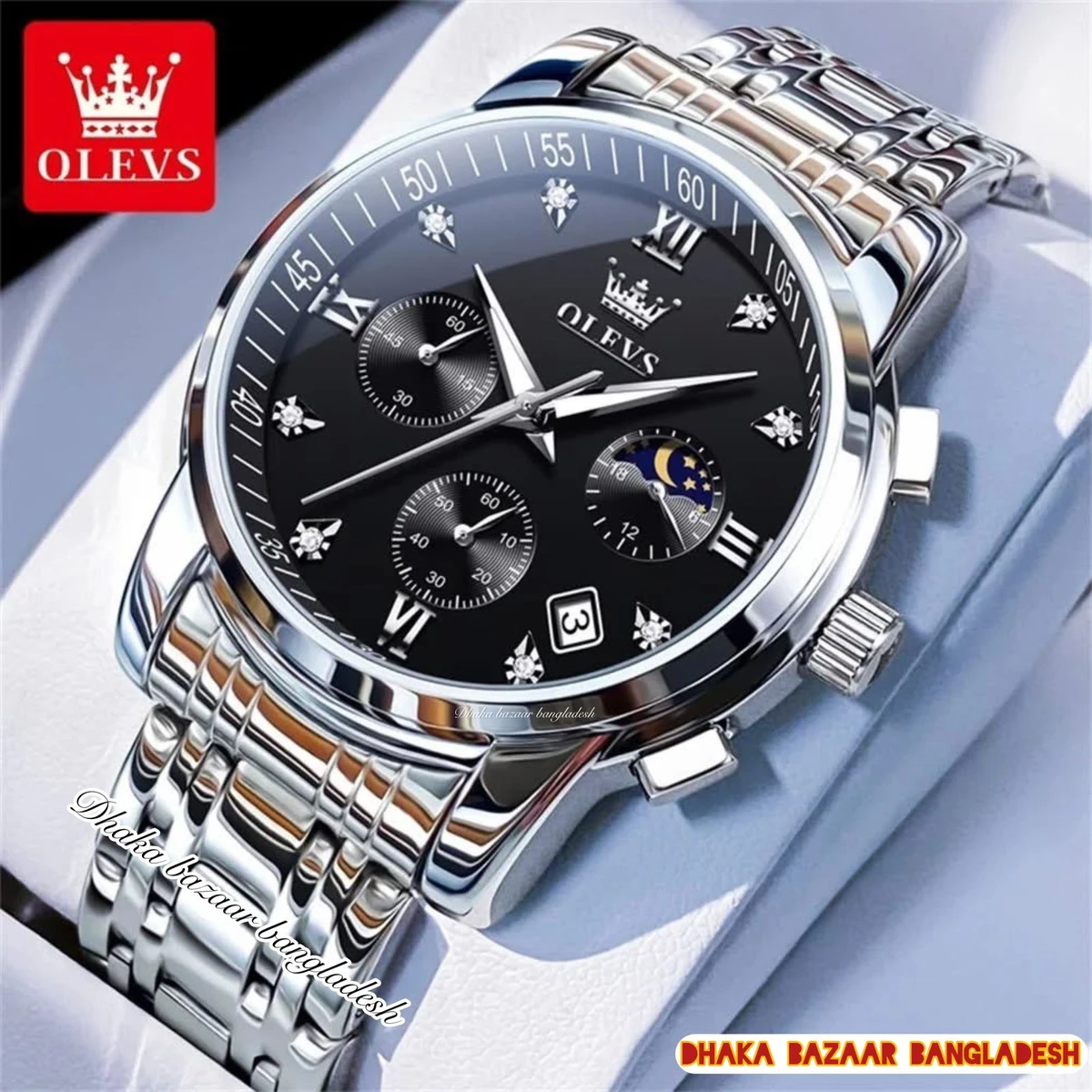 OLIVESZ 2200 নতুন ডিজাইনের পুরুষদের জন্য ঘড়ি  SILVER BLACK