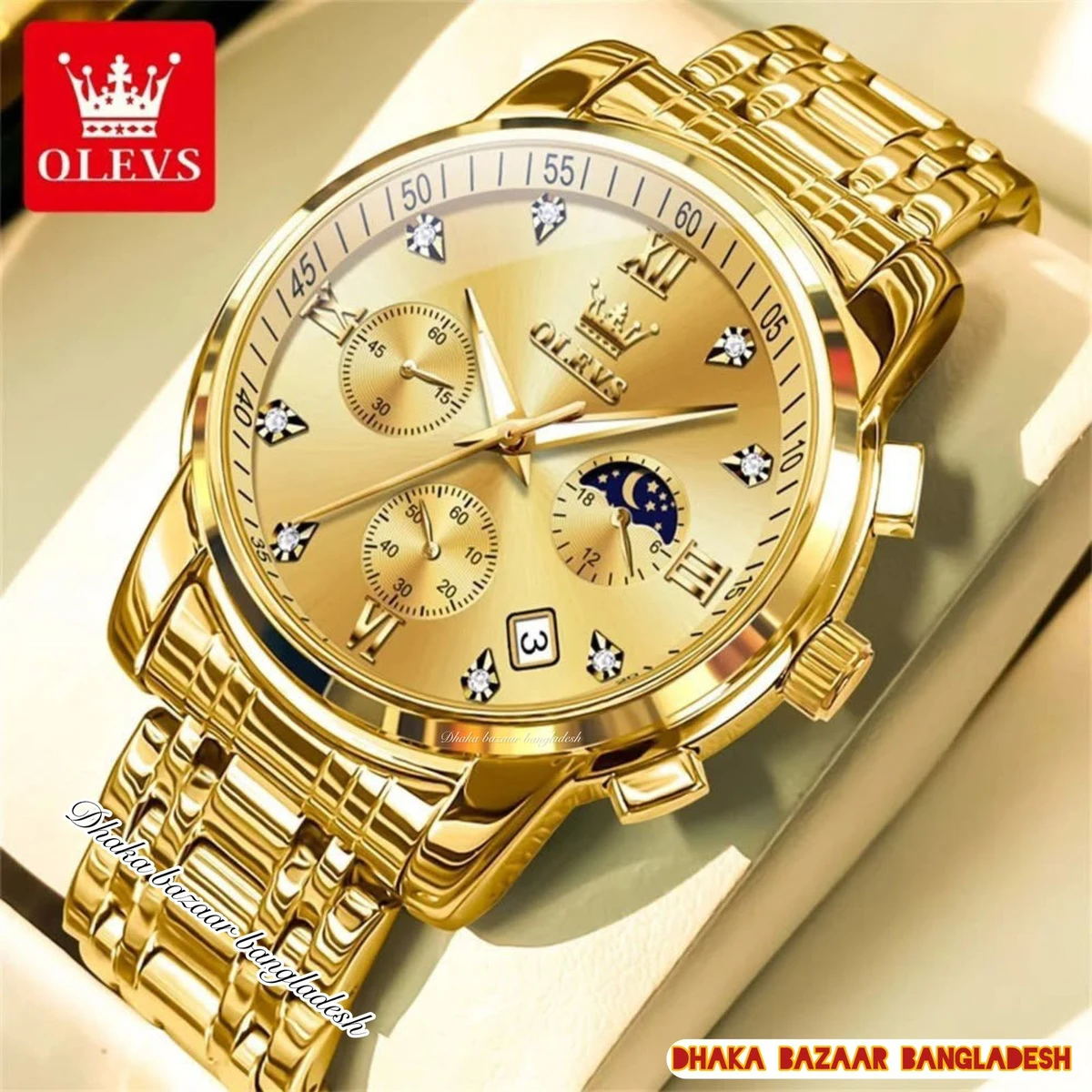 OLIVESZ 2200 নতুন ডিজাইনের পুরুষদের জন্য ঘড়ি  GOLDEN