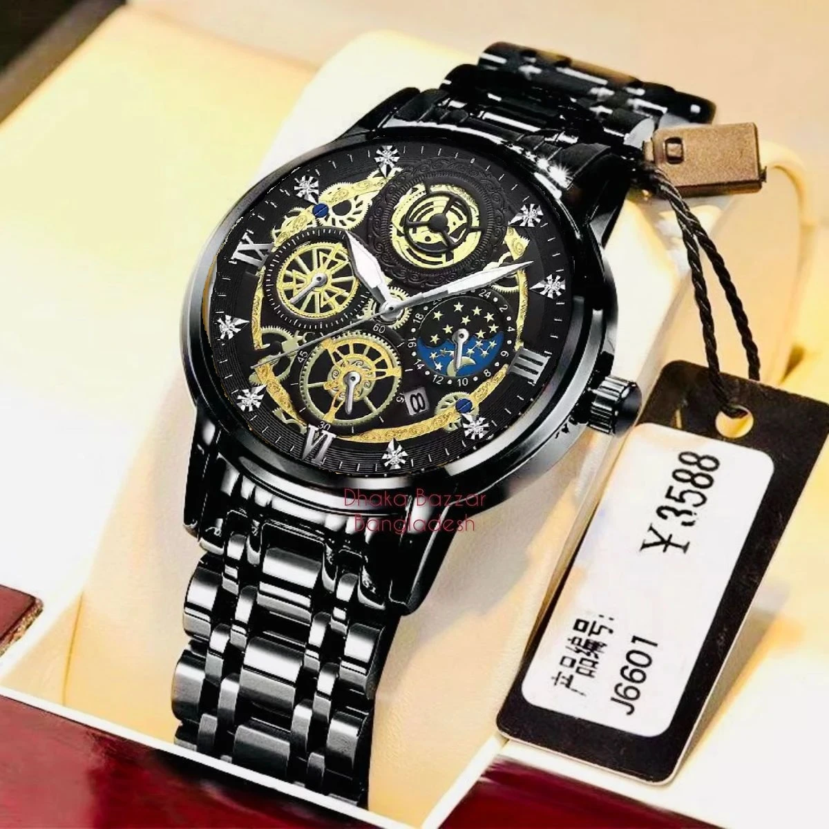 4010 BIN পুরুষের জন্য নন মেকানিক্যাল ওয়াটার প্রুফ ঘড়ি FULL BLACK