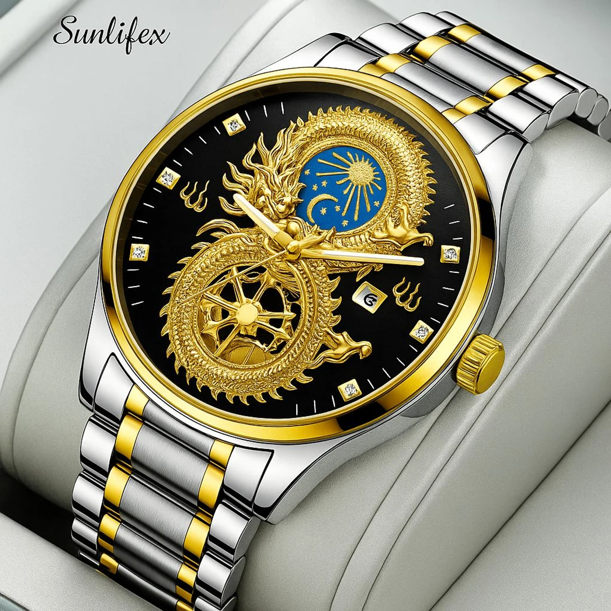 BIN S999 নন কর্ণগ্রাফ নতুন ডিজাইনের পুরুষদের জন্য ঘড়ি SILVER GOLDEN BLACK