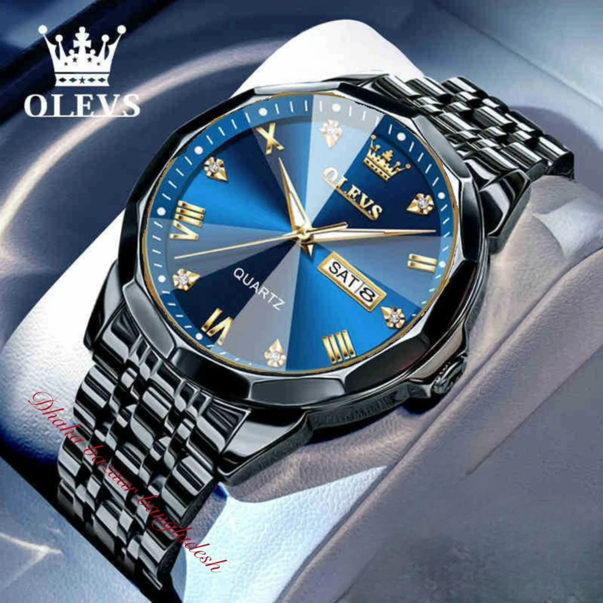 OliveZ নতুন ডিজাইনের পুরুষদের জন্য ঘড়ি BLACK BLUE