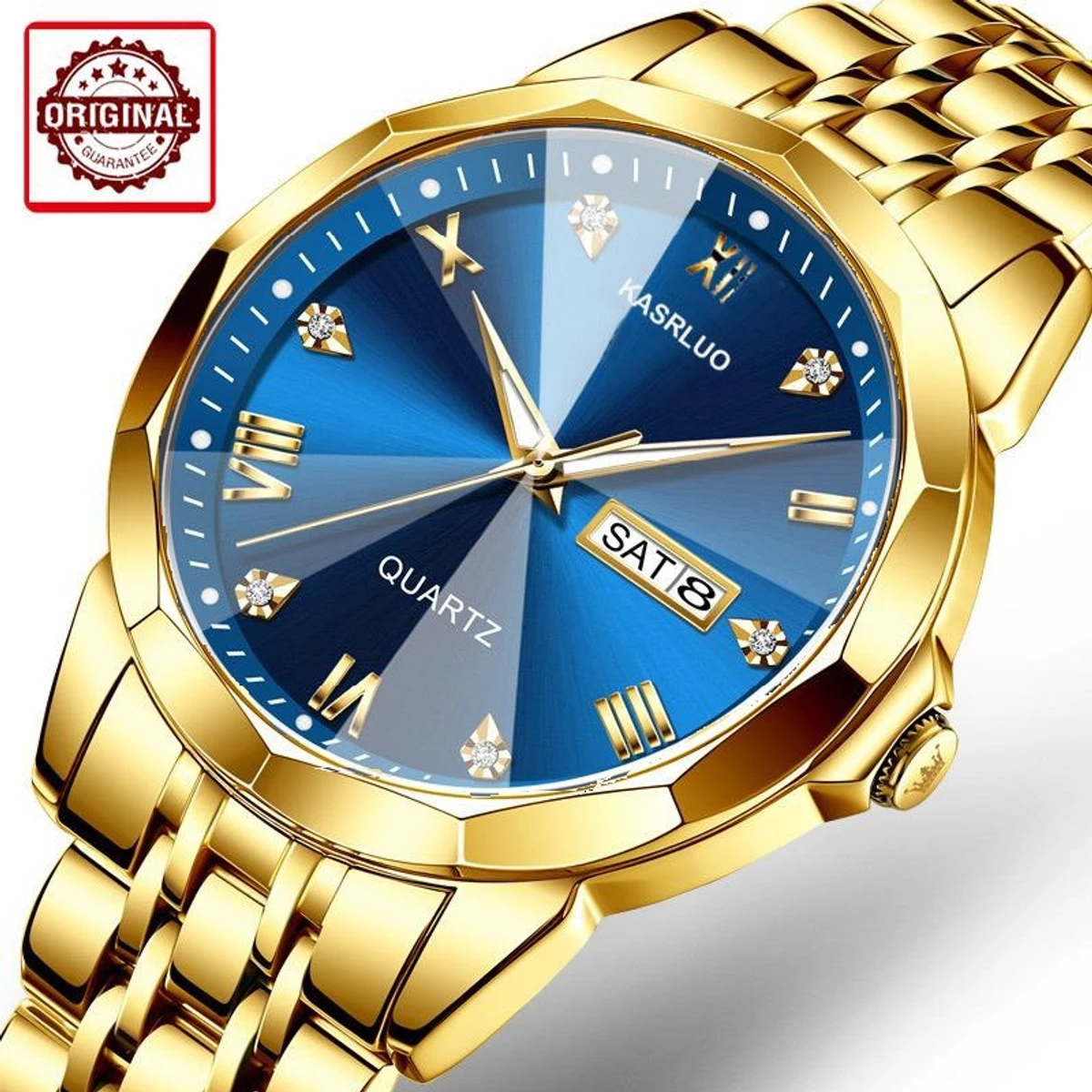 KAS MAN নতুন ডিজাইনের পুরুষদের জন্য ঘড়ি GOLDEN BLUE