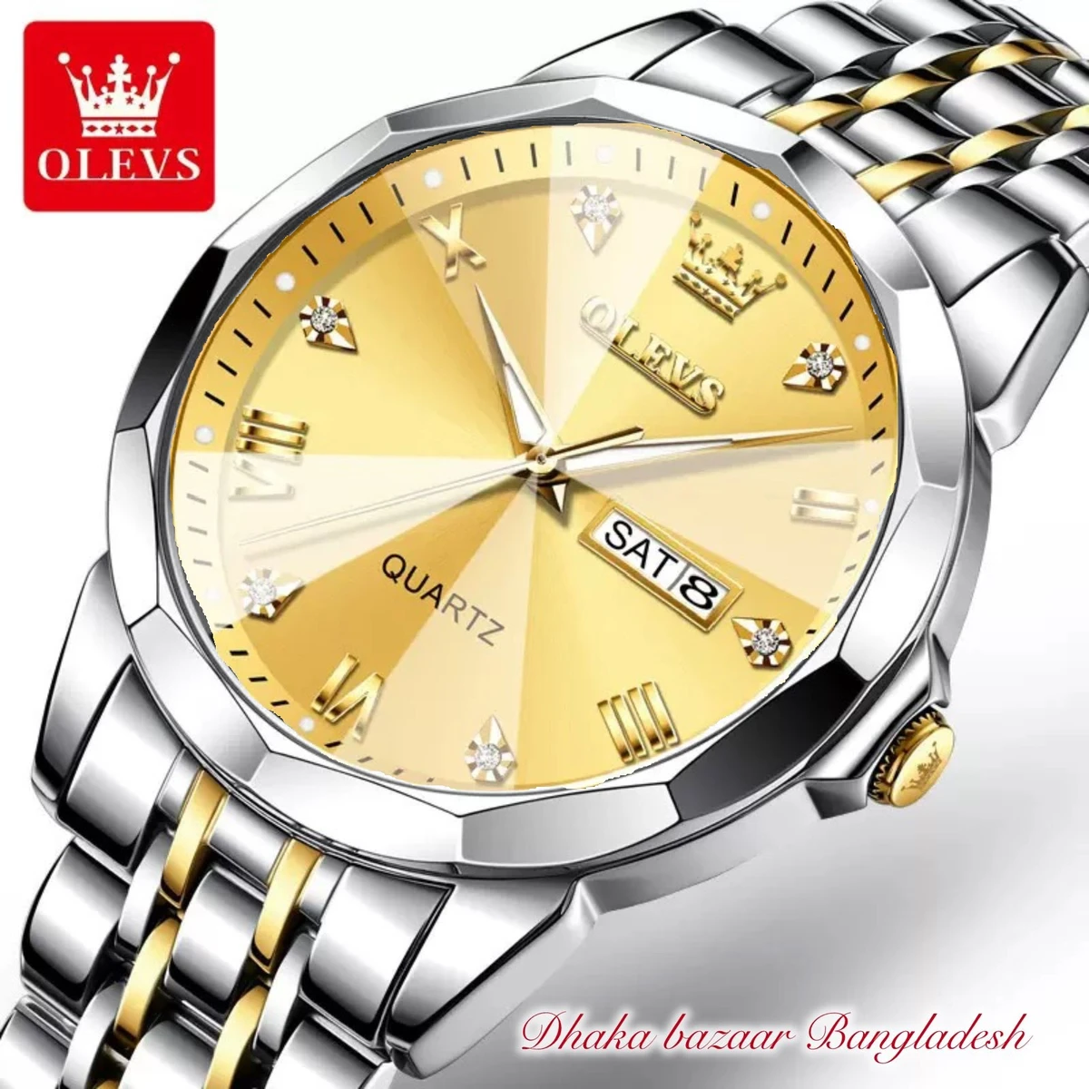 OliveZ নতুন ডিজাইনের পুরুষদের জন্য ঘড়ি SILVER GOLDEN GOLDEN