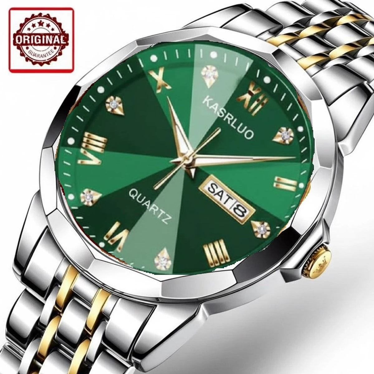 KAS MAN নতুন ডিজাইনের পুরুষদের জন্য ঘড়ি SILVER GOLDEN WHITH GREEN