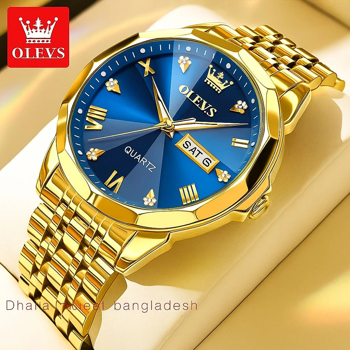 OliveZ নতুন ডিজাইনের পুরুষদের জন্য ঘড়ি GOLDEN BLUE