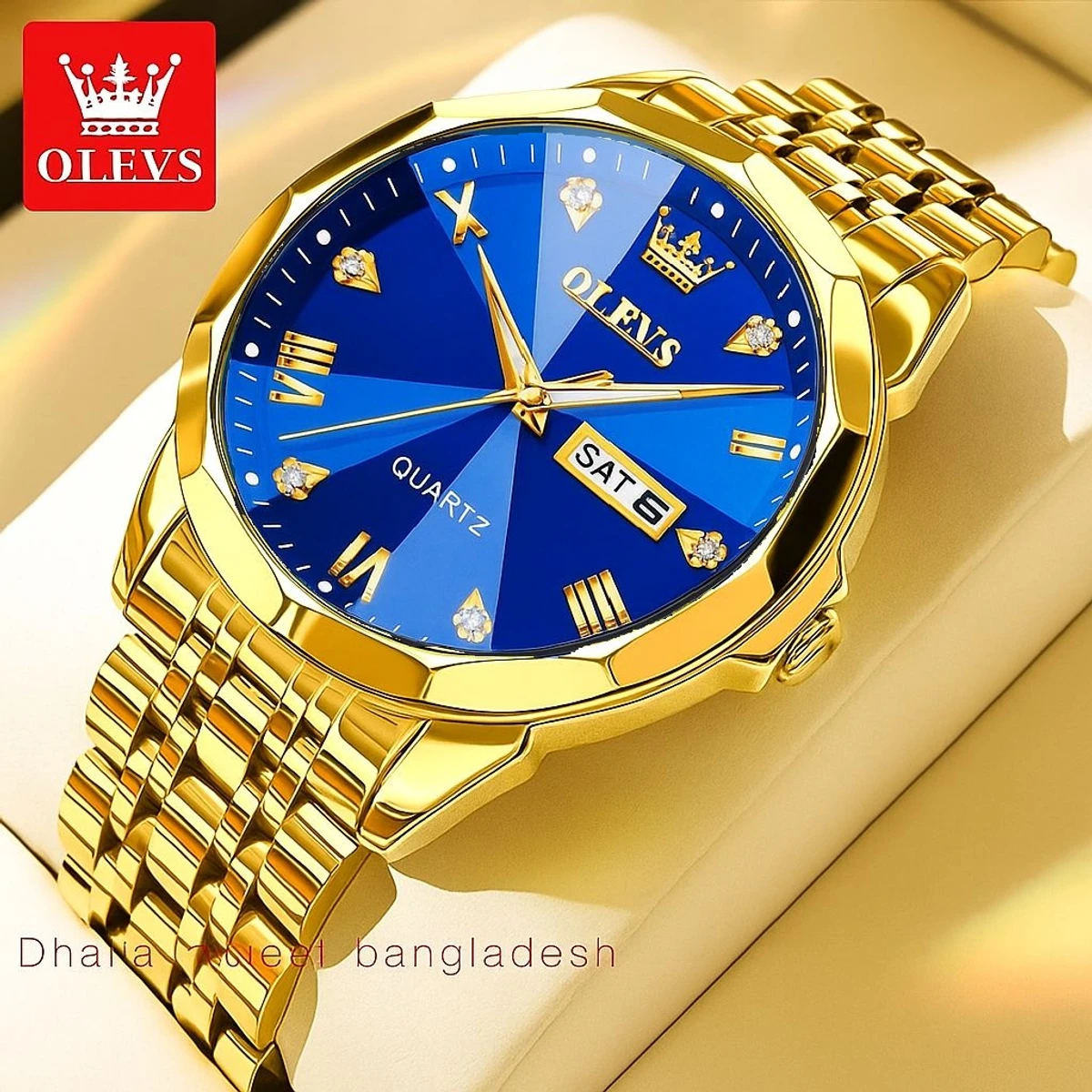 OliveZ নতুন ডিজাইনের পুরুষদের জন্য ঘড়ি GOLDEN BLUE