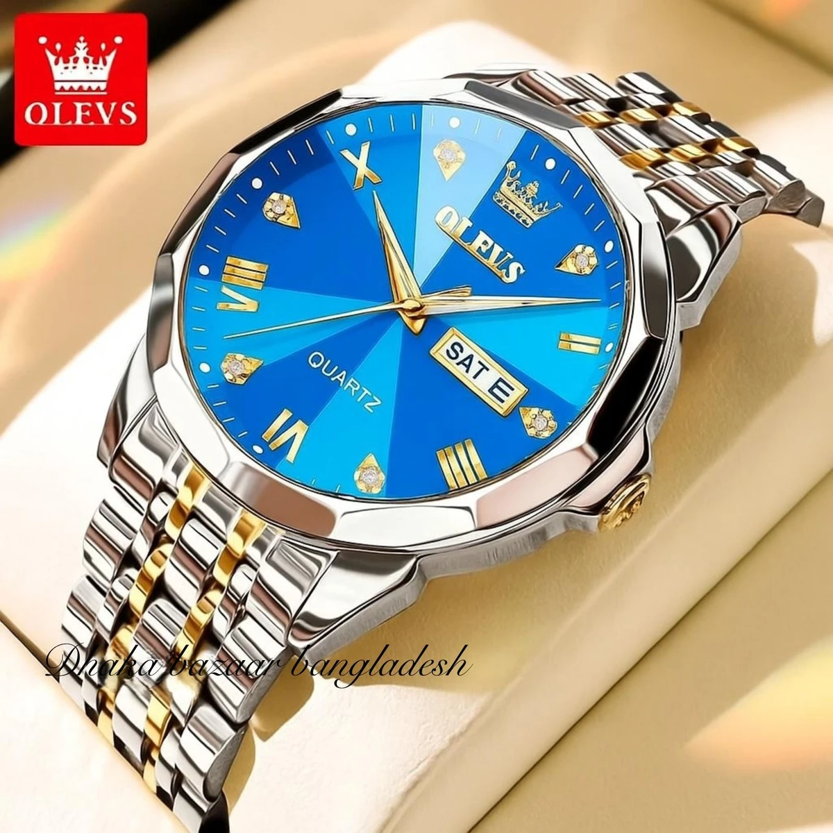 OliveZ নতুন ডিজাইনের পুরুষদের জন্য ঘড়ি BSILVER GOLDEN BLUE