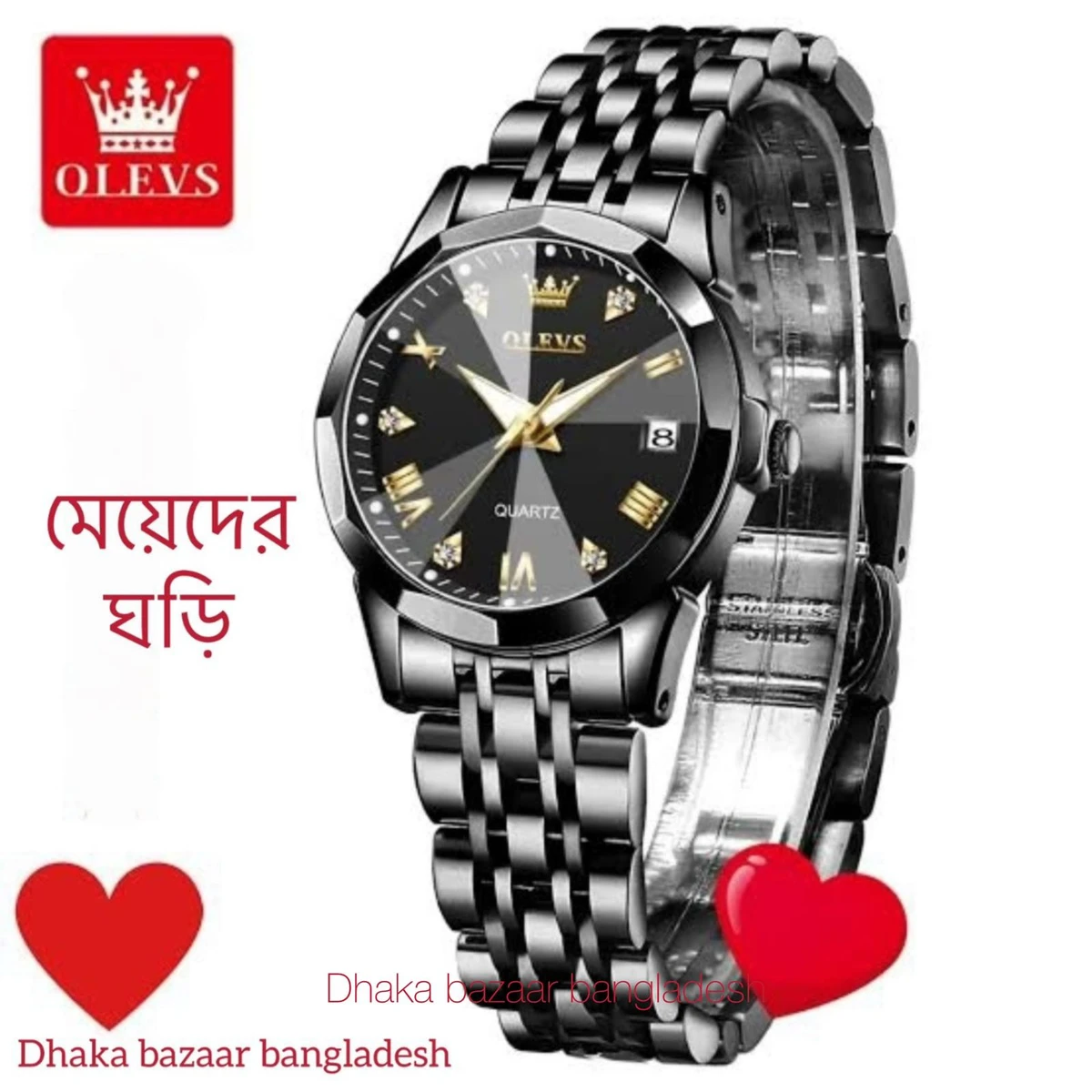 WOMAN OLIVES 81999 নতুন ডিজাইনের মেয়েদের জন্য ঘড়ি BLACK