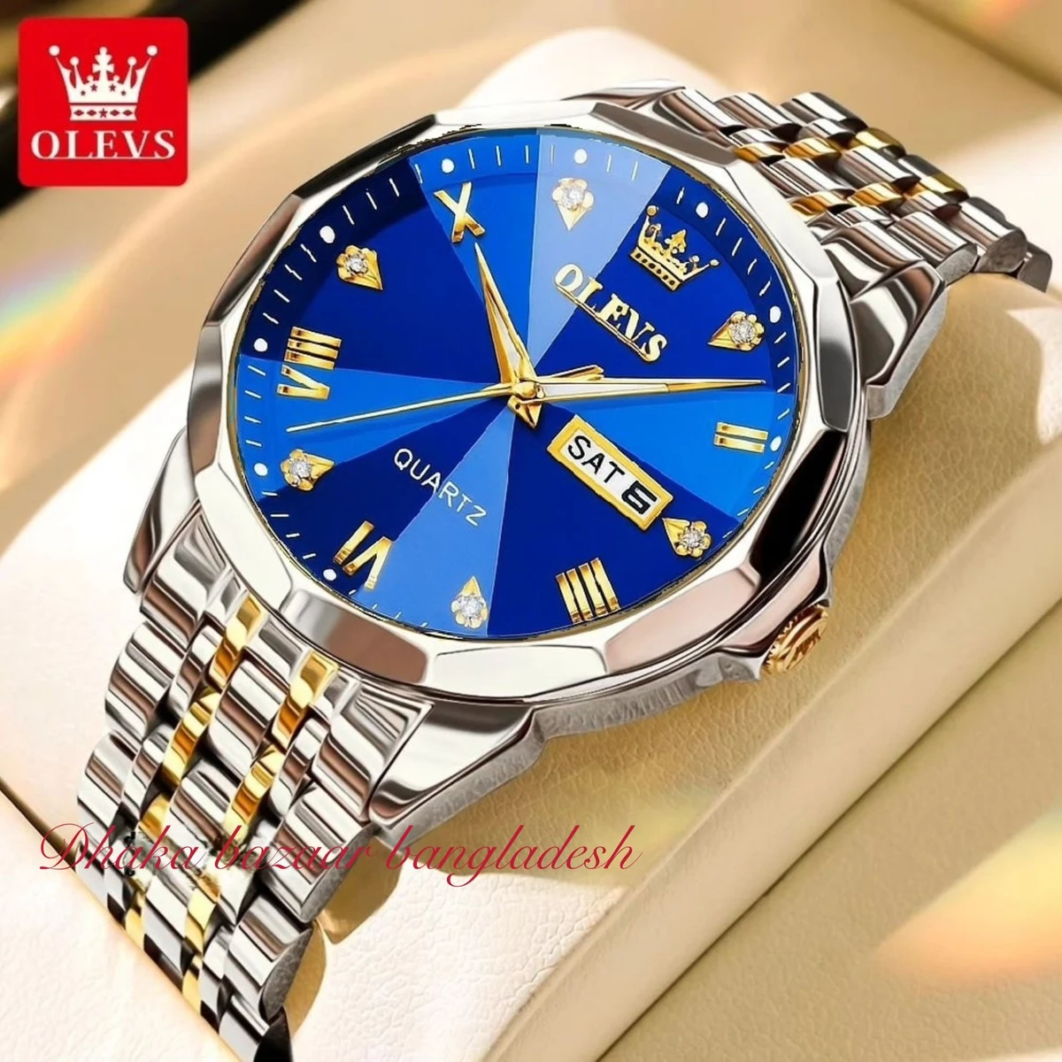 OliveZ নতুন ডিজাইনের পুরুষদের জন্য ঘড়ি BSILVER GOLDEN BLUE