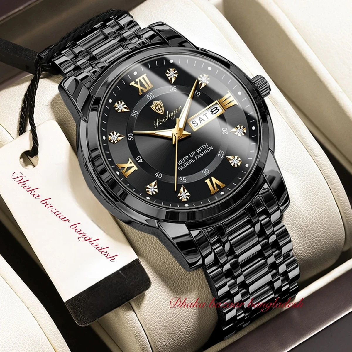 PEODAGOR 6577 নতুন ডিজাইনের পুরুষদের জন্য ঘড়ি BLACK