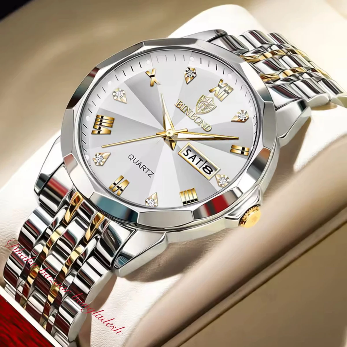 BIN OLI নতুন ডিজাইনের পুরুষদের জন্য ঘড়ি SILVER GOLDEN WHITE